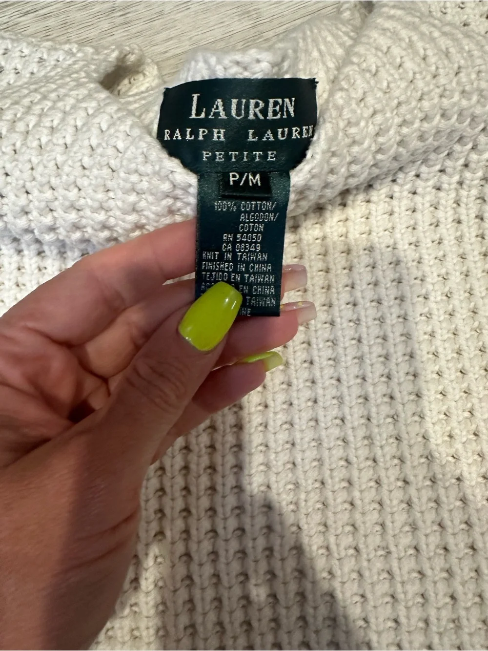 Ralph Lauren  Cream Waffle-Knit Sweater M/P
